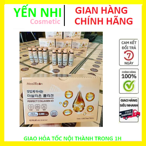 Nước uống Collagen Perfect Collagen X3 Masilraon Hàn Quốc lốc 10 lọ