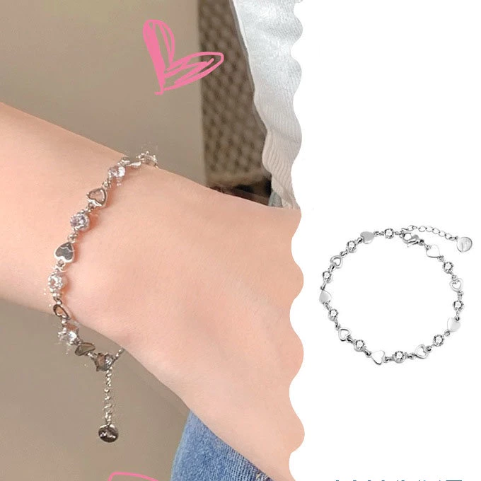 💡CF💡Vòng Tay Bạc Đính Đá Zircon Đơn Giản Thời Trang Cho Nữ
