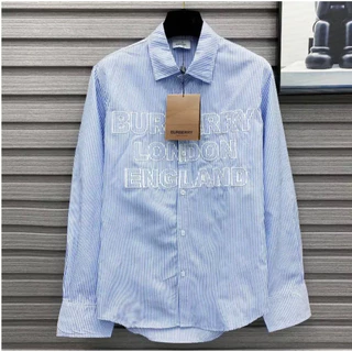 Áo Sơ Mi BURBERRY LONDON ENGLAND Dài Tay Thêu Chữ vải cotton lụa Cao Cấp