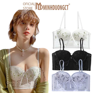 Áo Ngực Mỏng Nhẹ Thoáng Khí Thêu Hình Hoa Nhài Sang Trọng Có Thể Điều Chỉnh - Áo Corset Thêu Hoa [MInhduongct]