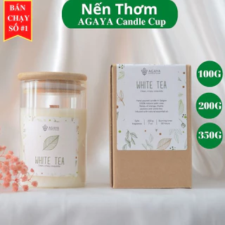 Nến thơm trong lành thanh mát AGAYA Candle Cup hương cam,xạ hương,hoa nhài,bạch trà.- Mùi WHITE TEA