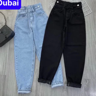 QUẦN BAGGY JEAN NỮ CHẤT BÒ ỐNG SUÔNG MIX ĐAI 2 BÊN LƯNG CAO NÂNG MÔNG PHONG CÁCH CAO CẤP MỚI - DUBAI FASHION