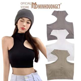 Áo Croptop Ba Lỗ Cổ Lọ Áo Kiểu Nữ Thanh Lịch Cá Tính