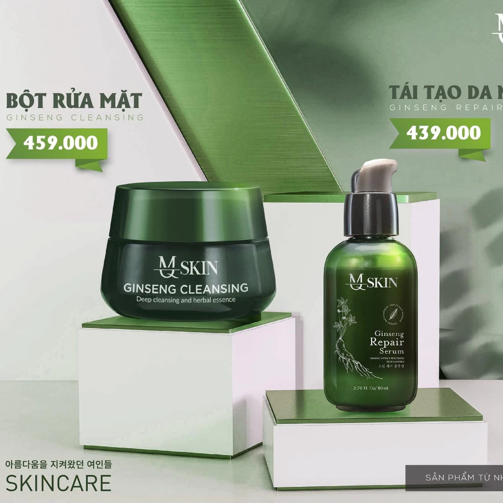 Serum tái tạo thay da nhân sâm MQ SKIN sâm 1 + Bột rửa mặt nhụy hoa nghệ tây mẫu mới