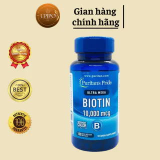 Viên uống Puritan's Pride Ultra Mega Biotin 10000 mcg 100 viên giúp mọc tóc, giảm rụng tóc của Mỹ