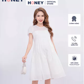 Váy bầu công sở kiểu dáng babydoll tay ngắn thô boy mềm mát - Thời trang đầm bầu cao cấp HONEY