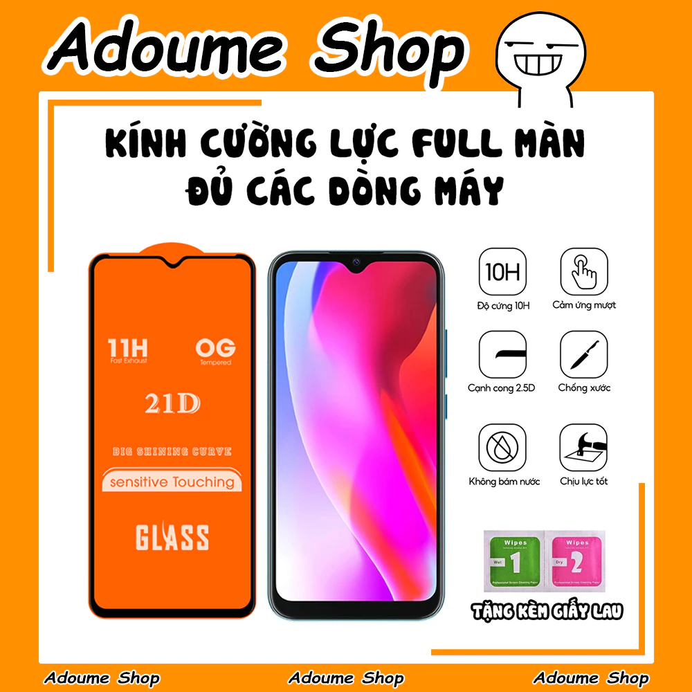 Kính cường lực 21D Xiaomi Redmi Full Màn Hình Note 10/Note 9/Note 8/Note 7/Pro/Mi 11 lite/10T/9T/9C/9A/9s/……