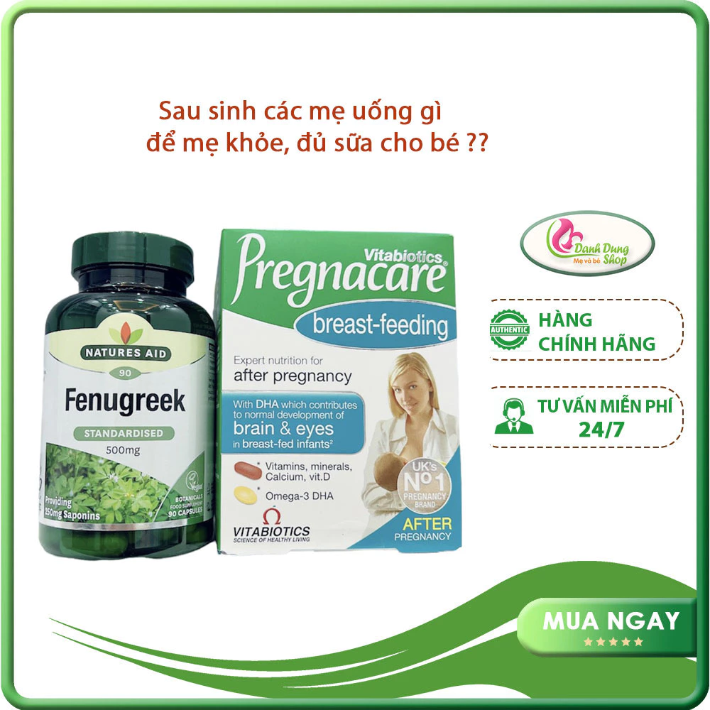 Combo Pregnacare breast feeding và cỏ Cà ri lợi sữa Fenugreek