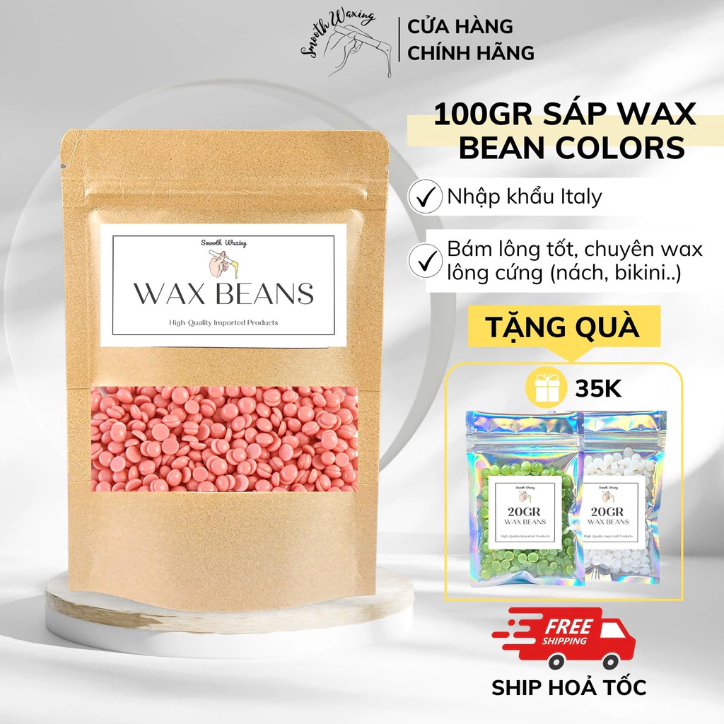 100GR SÁP WAX LÔNG NÓNG WAX BEAN TẨY LÔNG TRIỆT LÔNG NHẬP KHẨU TẶNG QUE WAX