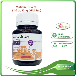 Viên Nhai bổ sung Vitamin C + kẽm Healthy Care cho bé từ 2 tuôi- 60 viên