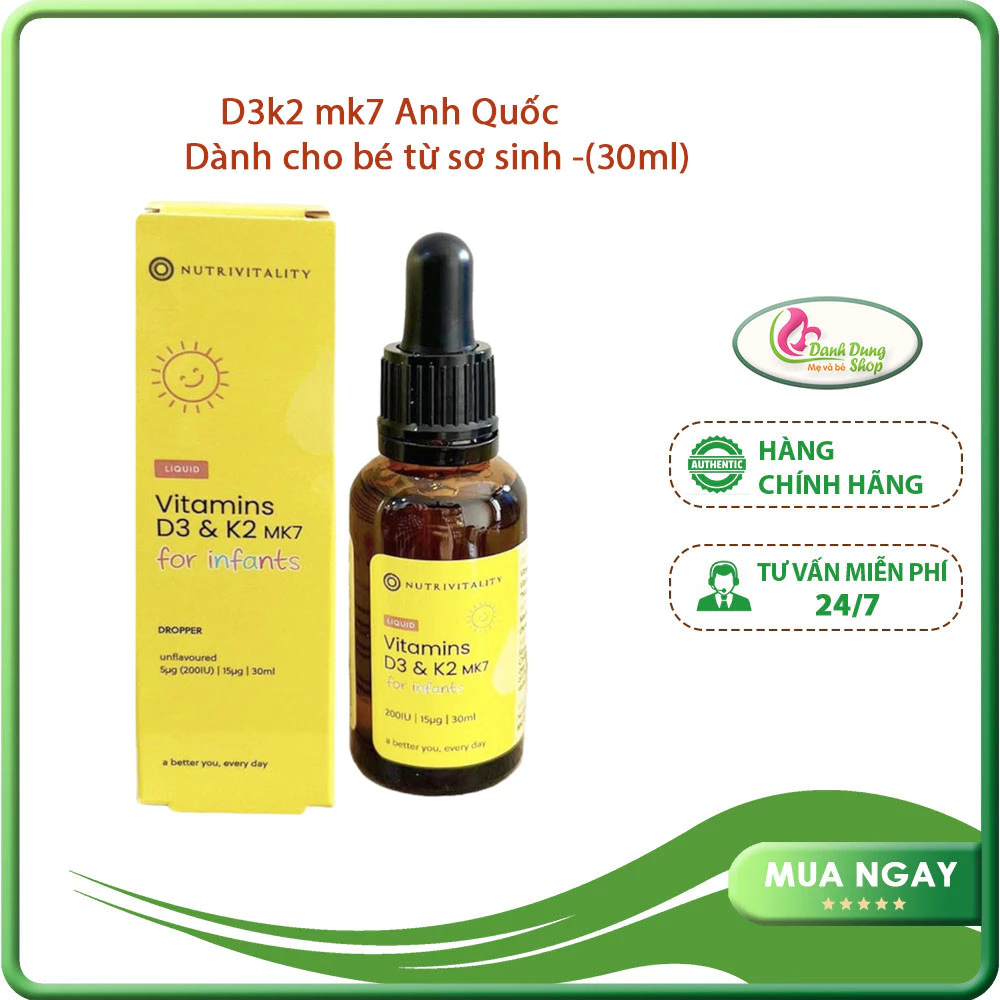 Vitamin D3K2 MK7 nutrivitality Anh Quốc