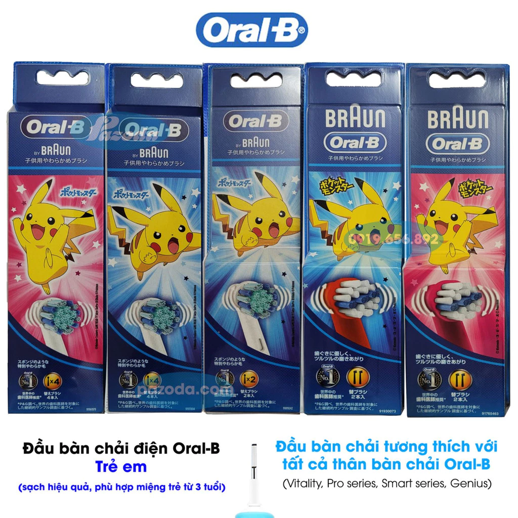 Đầu bàn chải điện trẻ em Oral-B Pikachu (lông cực mềm cho trẻ từ 3 tuổi)