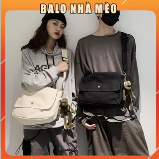 Túi tote vải canvas đeo chéo đi học đi chơi phong cách unisex nam nữ , Chéo Nút