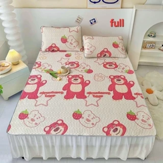 Chiếu Đũi - Chiếu điều hoà Cotton Đũi kèm 2 vỏ gối đầu trần bông 3 lớp mềm mát trải giường đẹp