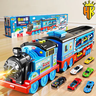 Đồ Chơi Tàu Hỏa HotWheels Train Thomas Biến Hình Xe Oto Vận Chuyển Cỡ Lớn Cao Cấp Tặng Kèm 6 Xe Nhỏ Và Bệ Phóng