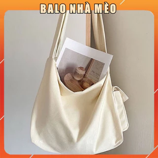 Túi đeo chéo Tote Vải canvas túi hộp nam nữ unisex đii học đi chơi đựng sách A4, laptop 14inch balonhameo