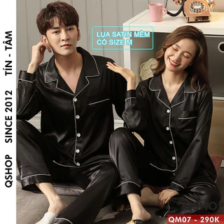 Bộ đồ ngủ pijama nam nữ lụa satin mêm mặc nhà mặc ngủ QSHOP QM07