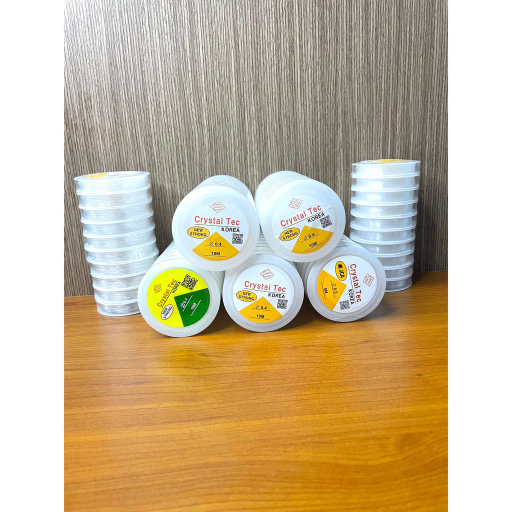 Combo 2 5 10 cuộn Dây cước thun dùng xâu chuỗi hạt đá hạt gỗ pha lê đeo tay đeo cổ nhiều size