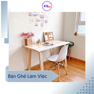 Bàn Ghế Làm Việc Bằng Gỗ Thông Chân Hình Thang Phong Cách Hàn Quốc Dễ Dàng Lắp Đặt