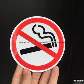 Biển báo tròn 10x10cm Khu vực cấm không hút thuốc. Decal cảnh báo chú ý chống nước. No Smoking