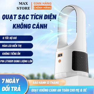 Quạt Không Cánh Tích Điện An Toàn Cho Bé - Quạt Sạc Tích Điện Để Bàn Không Tiếng Ồn Có 6 Mức Điều Chỉnh Gió, Phù Hợp bàn