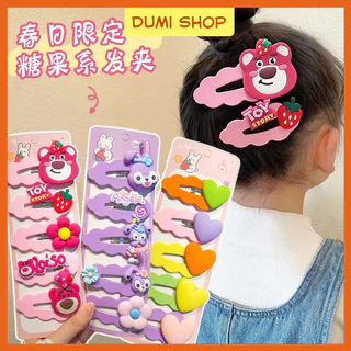 Vỉ 5 Kẹp Tách Mái Gấu Dâu Lotso Thỏ Hoạt Hình Cực Hot Siêu Xinh Cho Mẹ Và Bé - Dumi Shop