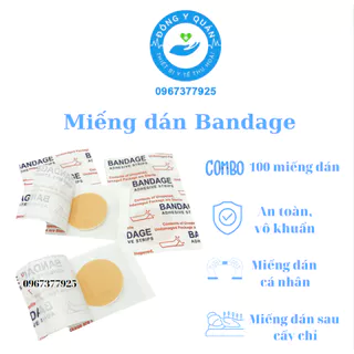 Combo 100 miếng dán tròn thẩm mỹ Bandage- An toàn- vô khuẩn- Dùng cho cấy chỉ và chăm sóc vết thương nhỏ