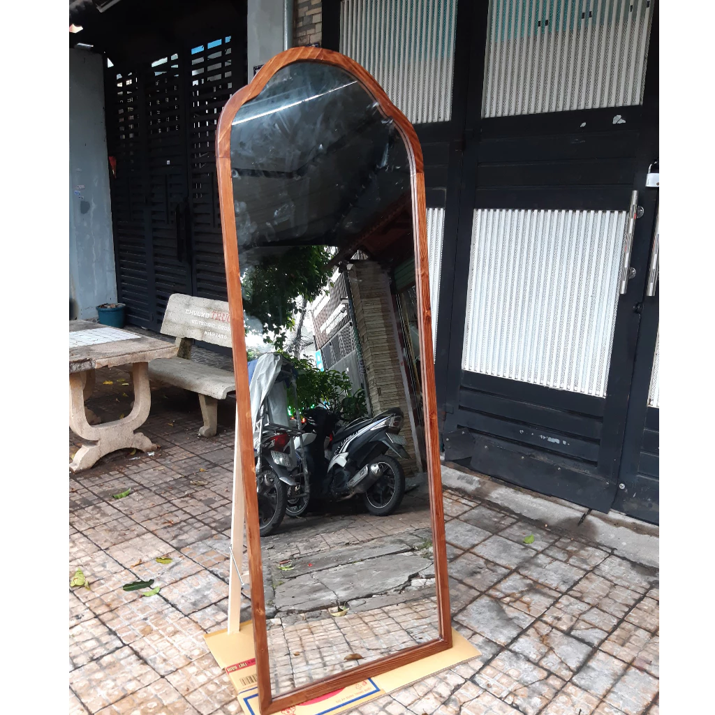 Gương mái vòm gỗ gương decor phòng  MÀU WALNUT(  màu nâu óc chó )