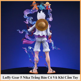 Mô hình One Piece Luffy Gear 5 Nika trắng bản có vũ khí cầm tay có base đẹp cao 20 cm Thế giới mô hình