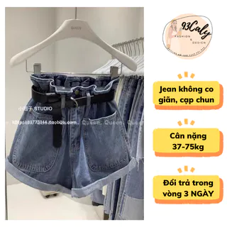 [BIGSIZE 75kg] Quần Short Jean Nữ Cạp Chun TẶNG ĐAI, Quần Sooc đùi jean nữ cạp cao ống rộng sắn gấu 2 túi trước HOT 2023