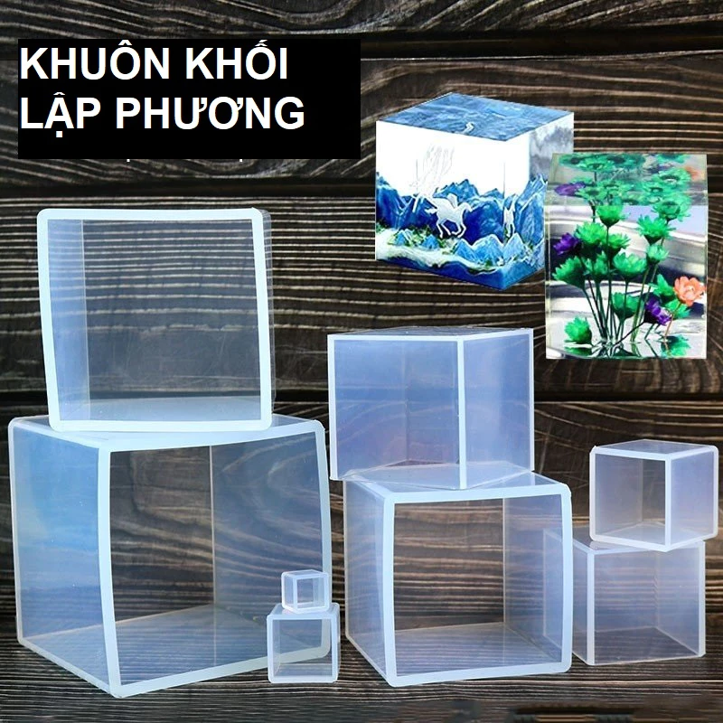 Khuôn silicone khối vuông làm epoxy resin, đủ kích thước, sử dụng nhiều lần