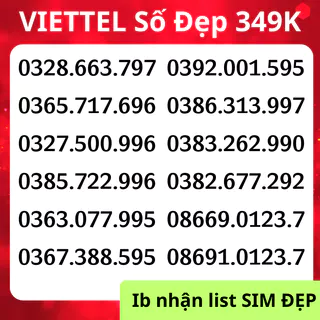 Sim số đẹp giá rẻ TRẢ TRƯỚC Đầu 032,033,034,Đuôi Lộc Phát ,Sim số đẹp Viettel dễ nhớ, sim phong thủy