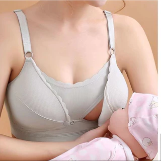 Áo lót bầu cotton, áo lót cho con bú không gọng chống chảy xệ, cúc bấm trước, mút mỏng