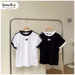 Áo Thun Form Baby Tee Logo Chữ Ngực Viền Tay Chất Cotton Co Giãn