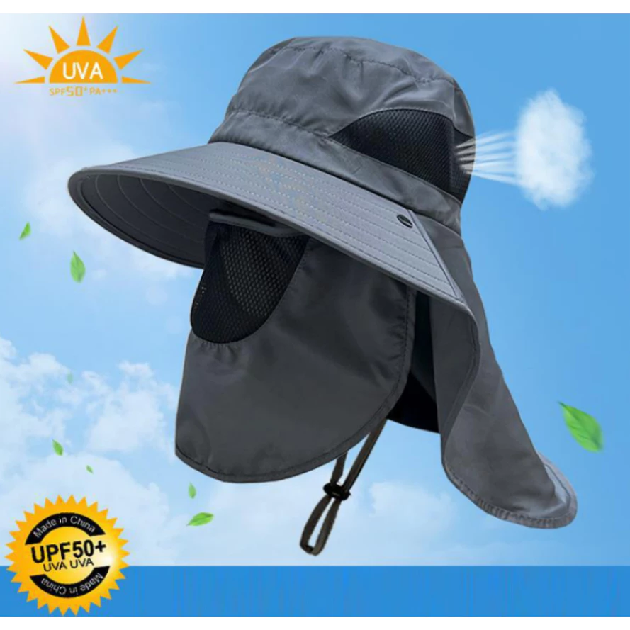 Nón vành rộng Chống Tia Uv thời trang cho nam , lưới thoáng khí không ngột ngạt, dây chống gió có thể điều chỉnh