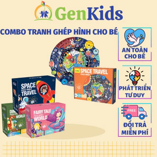 Combo tranh ghép hình 96 mảnh và 128 mảnh GenKids, đồ chơi xếp hình khổ lớn độ khó cao phát triển sự tập trung cho bé