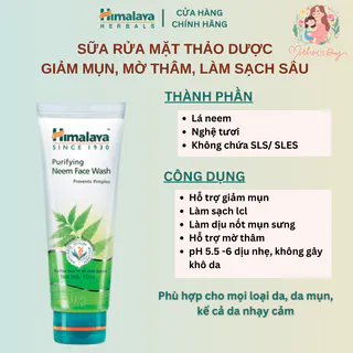 Sữa rửa mặt giảm mụn làm sạch dịu nhẹ Himalaya Neem Face Wash 50ml