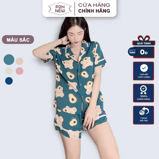 Bộ Ngủ Pijama Nữ Ngắn Lụa Mango Cao Cấp P2H BN04