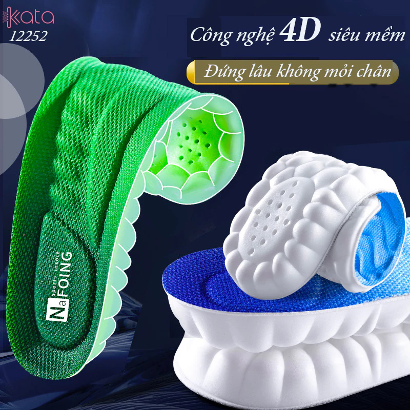 Lót giày thể thao PU siêu mềm Nam Nữ,đế dày chống sốc đứng lâu không mỏi 12252