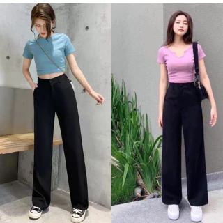 Quần nữ ống rộng culottes - quần tây nữ lưng cao suông dài 100cm , chất tuyết mưa mặc đi học đi làm đi chơi