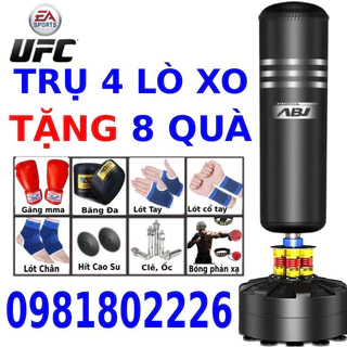 Bao cát đấm bốc boxing 4 lò xo đã nhồi dài 170cm, đường kính 27cm tặng kèm găng boxing MMA + băng đa bảo hành 12 tháng