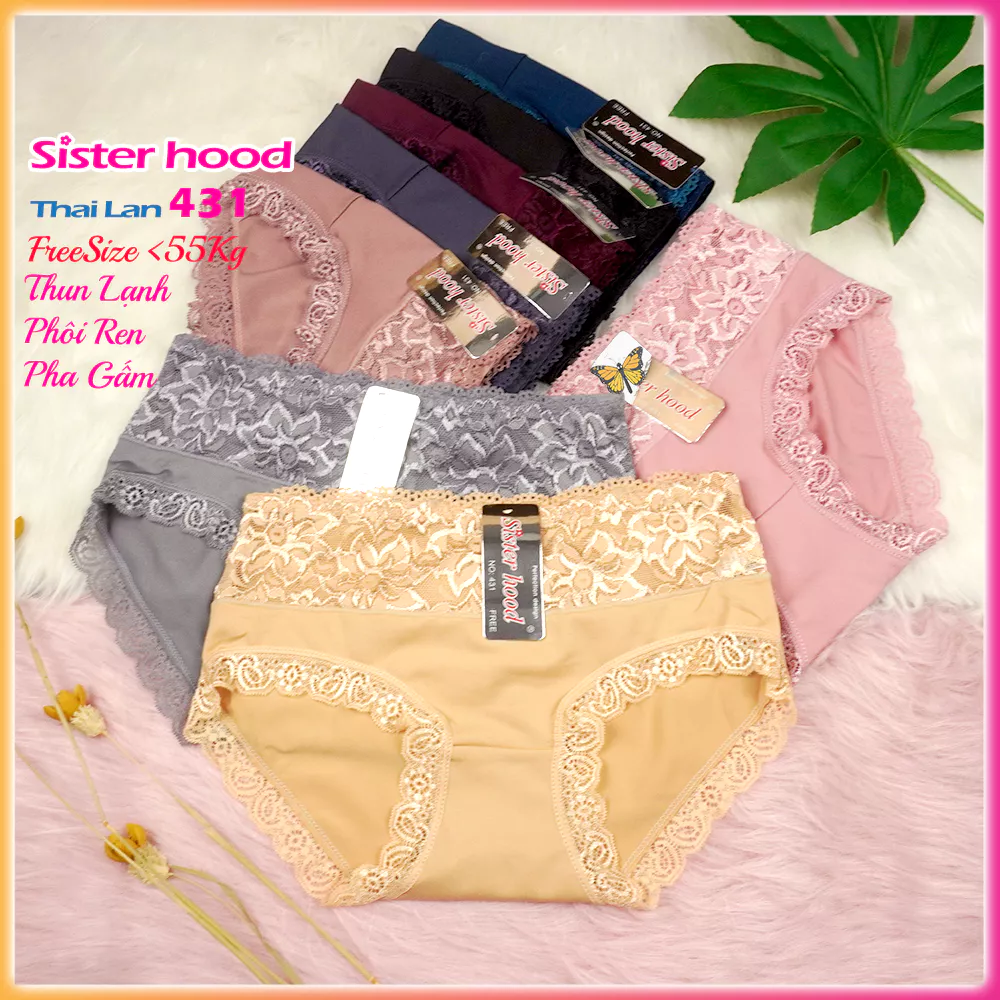 Quần Lót Nữ Thái Lan Ren Thun Lạnh Mềm Mại Trẻ Trung Dễ Thương Cạp Quần Cao Sisterhood 431 Mỹ Châu Shop