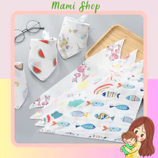 Set 10 chiếc khăn yếm tam giác quàng cổ vải xô 2 nấc khuy bấm cho bé, yếm xô tam giác cho bé