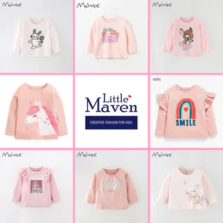 BST áo thun cotton thu đông Malwee màu hồng nhiều mẫu cho bé gái 2-7 tuổi - Little Maven Chính Hãng