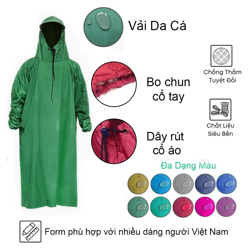 Áo Mưa Bít Người Lớn 1 Người Chất Liệu Vải Dù Cao Cấp ( Dày Siêu Bền Chống Thấm Hàng Xưởng Nhiều Màu Nhận Sỉ Giá Tốt )