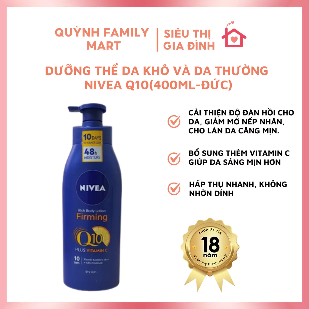 Dưỡng thể da khô và da thường NIVEA Q10(400ml - Đức)