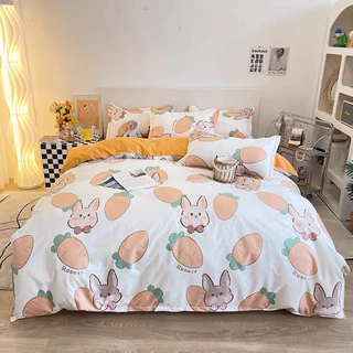 Bộ chăn ga gối cao cấp ETAMI cotton poly cà rốt cam cute miễn phí bo chun drap giường ga trải giường(chưa kèm ruột)