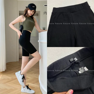 Quần ngố legging đùi Biker Short nữ nâng mông vải gân co giãn thoải mái bigsize YSTORE