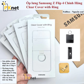 Ốp lưng Samsung Z Flip 4 Clear Cover with Ring Chính Hãng [Ốp trong Z Flip 4 có Ring]