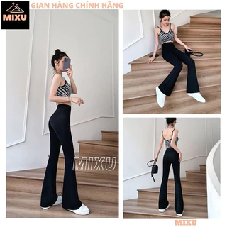 Quần ống loe nữ cạp cao dáng dài chất co giãn, quần legging nữ kiểu ôm ống loe công sở đi học form xinh tôn dáng - MIXU